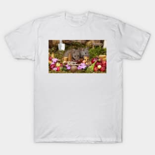 George the mouse in a log pile house - meal for two T-Shirt